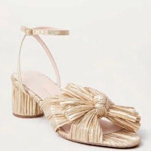 Loeffler Randall Dahlia Gold Pleated Bow Heel (Unworn)